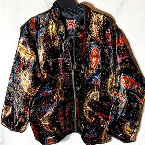 NWT Johnny Was Paisley Velvet Dolman Quilted Sezana Jacket Orig $480